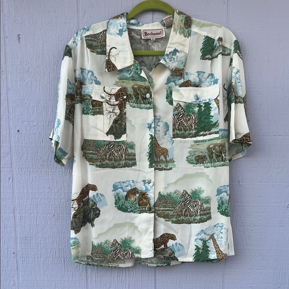 Bechamel Safari Print Short Sleeve Button Up